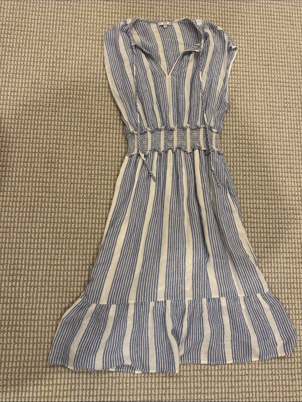 Rails Blue and White Striped Midi Dress